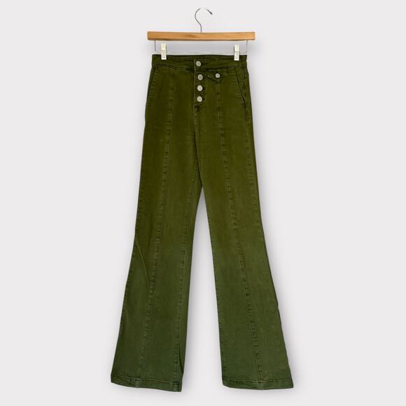 Blank NYC 4 button High Rise Flare - Army Green 24 - Picture 1 of 4